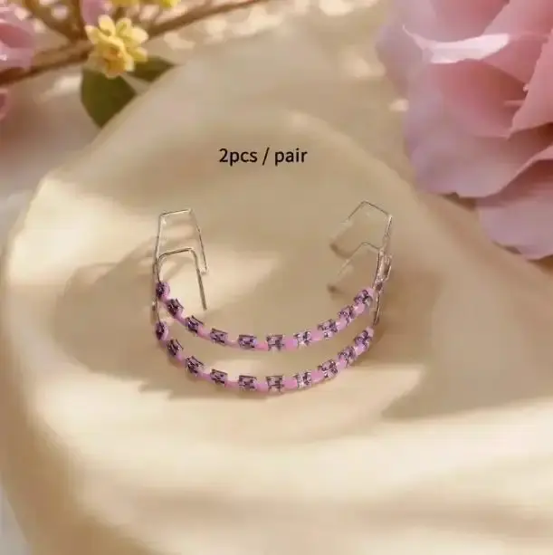 Temporary Braces 2pcs Set of Stylish Zipper Decoration with Novel Upper and Lower Jaw Hs for Teens and Adults, Stainless Steel Material - Daily