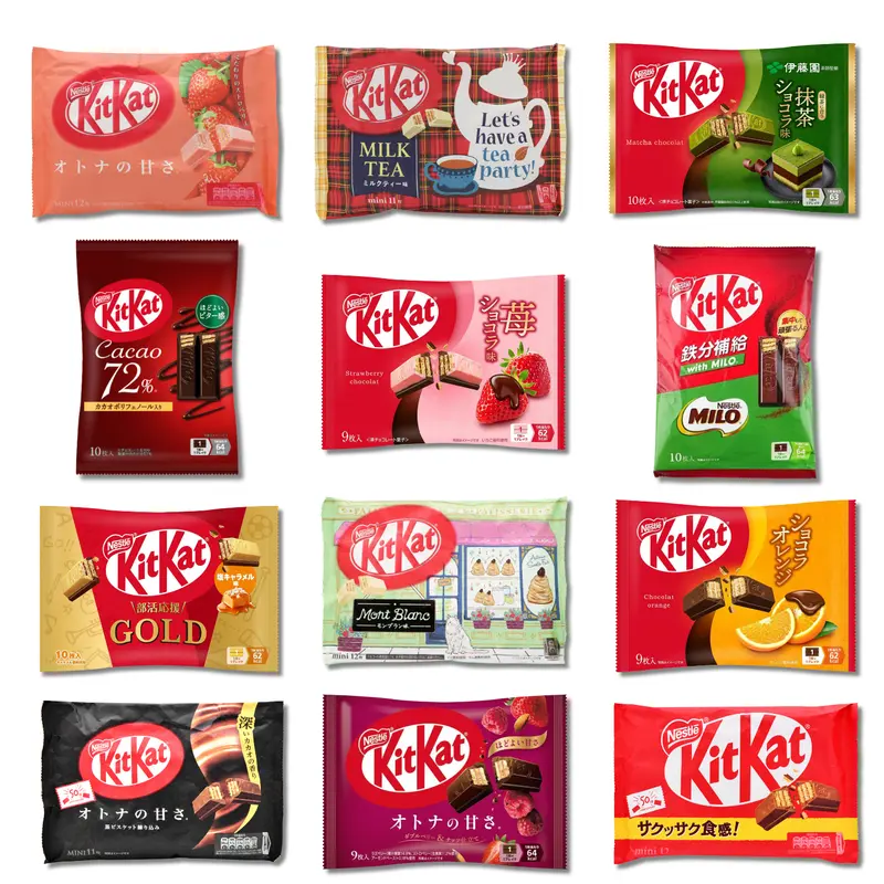 Nestlé KitKat Mini Chocolate Bar Pack - Limited Edition Valentine's Day Snacks, 3.9oz Variety Pack (Double Matcha, Strawberry Chocolate, Milk Tea, Cocoa 72% Hit, Milo, Black, Mont Blanc, Orange, Caramel) - Refrigeration Required Upon Arrival