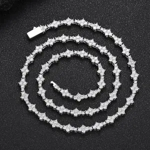 Men's 6.5mm Iced Out Premium Zircon Stones Metal Tennis Chain - Unisex Design Hip Hop Jewelry Style with Secure Spring Lock, Adjustable Length 16-24in Daily Wear Necklace