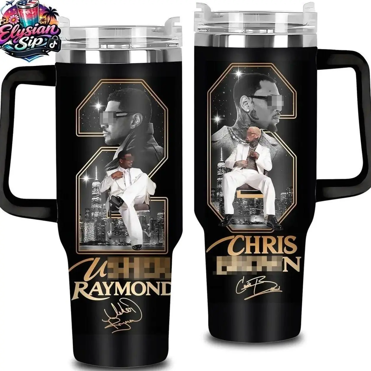 [Elysian Sip] Raymond & Brown The R&B Tour 2026 Vintage Music Tumbler V8, 40oz & 20oz Stainless Steel Cup With Handle, Retro R&B Soul Concert Travel Mug,
