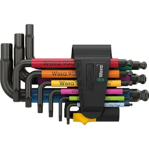 WERA 05022641001 950/9 Hex-Plus Multicolour Imperial 3 L-key set, imperial, BlackLaser, 9 pieces