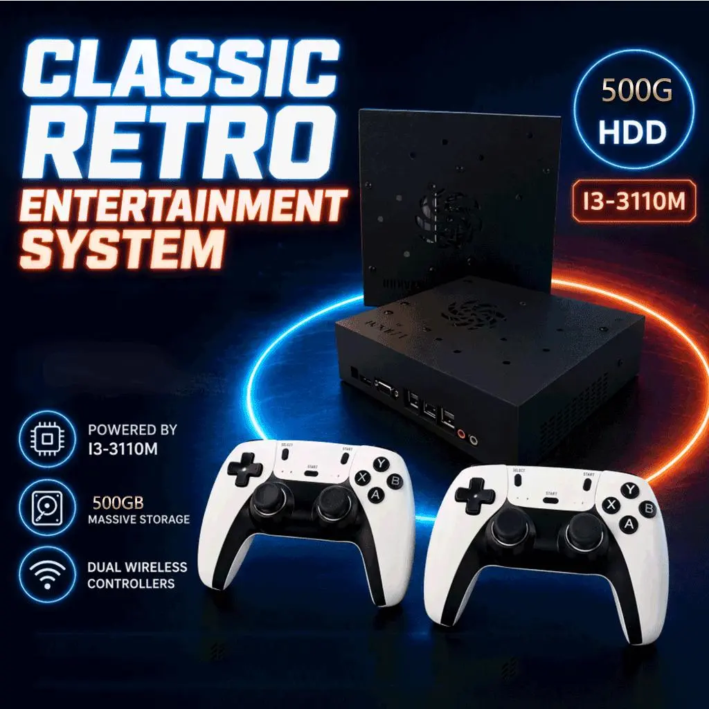 X8 pro Retro Game Console for TV, 4GB RAM 500GB Storage, HDMI Output, Plug & Play, Dual Wireless Controllers, Multiplayer Entertainment System