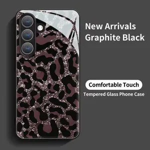 Phone case: Luxurious Black-Purple Glitter Leopard Print Black tempered glass shell for Samsung Galaxy S26 S25 S24 S23 S22Pro S21 S20 Fe Plus Ultra Pro A56 A55 A54 A53 A52 A51 A36 A35 A34 A32 A26 A25 A24 A23 A16 A15 A14 A06 A05 A03s