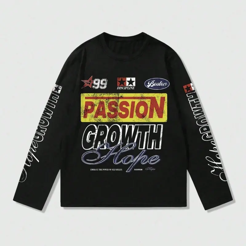 [1PC] Men's Racing Style Graphic Long Sleeve T-Shirt Retro Moto Streetwear Pullover with Sleeve Print Lightweight Sporty Top for Men
