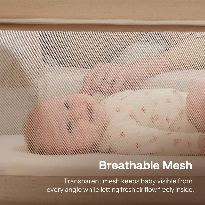 HARPPA 3-in-1 Rocking Baby Bassinet & Bedside Sleeper, Height Adjustable Crib,  Baby Bassinet with Wheels & Storage Basket, Sleeping Cot, Baby Essentials