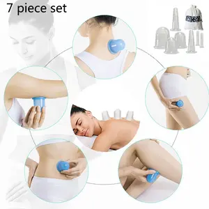 7-Piece Silicone Cupping Set for Face & Body Massage, Vacuum Suction Cups, Pressing Cups, Scraping Bowls, Home Use Therapy Tools