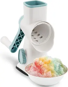 Rotary Ice Shaver with Handle Manual Hand Crank Snow Cone Maker Qucik Shaved  with Suction Feet, All Ice Cubes Fitted.Premium Portable Ice shaver manual.