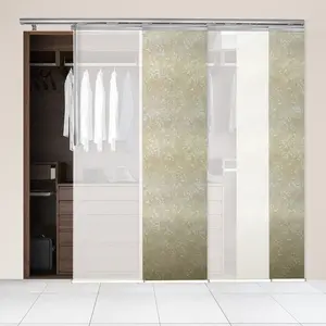 4-Panel Single Rail Panel Track Blind Extendable 48"-88"W x 91.4"H, Panel width 23.5", Winter, Amaryllis