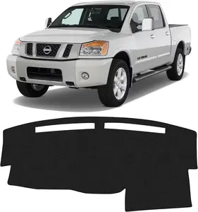 KUST Car Dash Cover for Nissan Titan 2004-2010 2011 2012 (Without Sensor, No Navi Holes) Polyester Non-Slip Center Console Dash Cover Titan Interior Accessories Sunshade No Glare Black