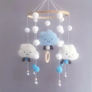 Cloud Hair Ball Wind Chime Bed Bell for Children's Room Wall Decoration with Grey Hangable Design Hanging Ornaments