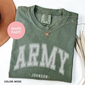 Comfort Colors Personalized Army Tee w Name, army wife gift, army mom shirt, mil graduation shirt, personalized army shirt, custom name tee mil fam softvintage fit