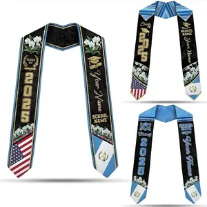 Customized Guatemala Graduation Stole, Personalized Guatemalan Graduation Sash 2025, Guatemalan American Flag Graduation Stole 2025