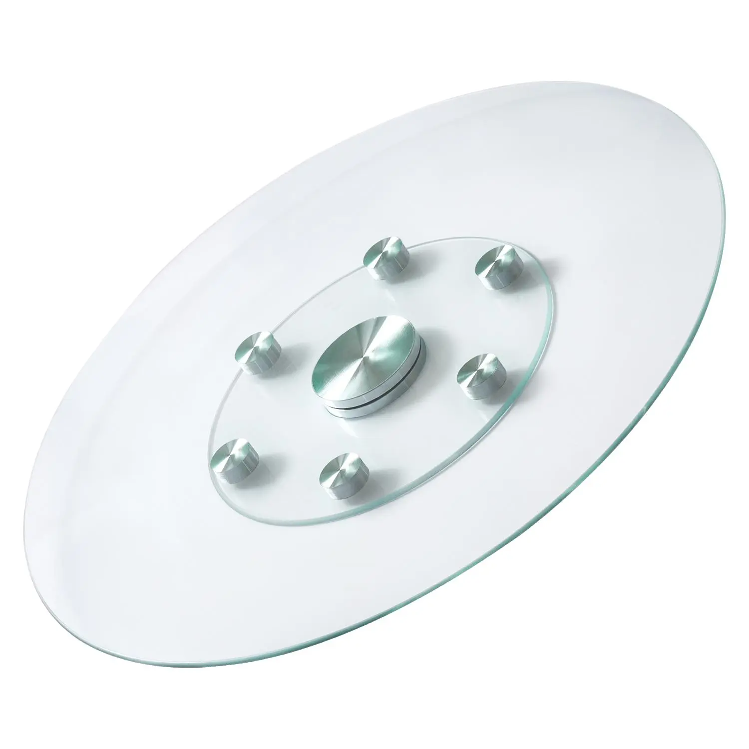【Summerfinds】VEVOR 30 in Glass Lazy Susan Turntable,  , Tempered Glass Dining Table Centerpiece with 6 Rotating Wheels, 360° Smooth and Silent Spin Tabletop Rotating Tray, for Family Gatherings, Banquets & Weddings