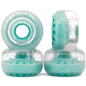 80A Indoor/Outdoor | 2.44" (62 MM) | Transparent Teal with Glitter Wheels Set