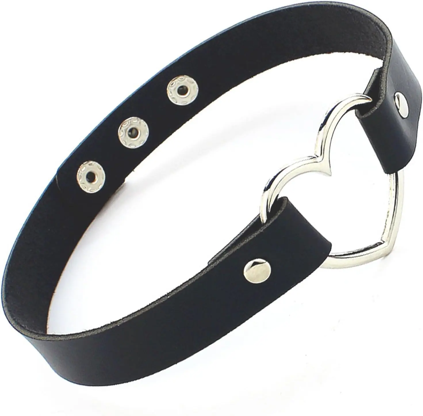 Choker Necklace for Women,0.7" Width Soft Love Heart Adjustable Leather PU Goth Tops Punk Chain Gothic  Necklaces