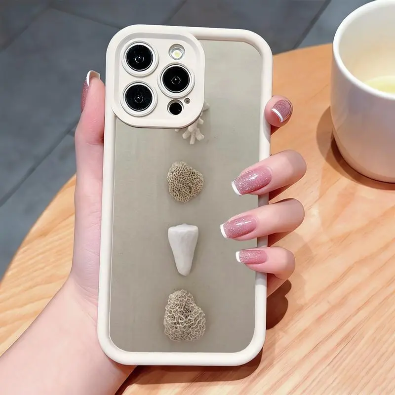Ocean shell and coral print phone case. Compatible with iPhone 17 Pro Max/16 Pro Max/15 Plus/14/13/12/11, TPU soft case. Compatible with Galaxy S26 Ultra/S25 Plus/S24/S23, Dopamine color. Compatible with Galaxy A54/A53/A33/A15.
