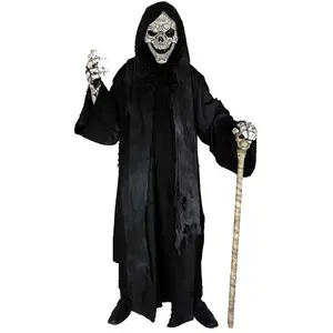 Adult Dark Reaper Coat w/ Skull Mask and Skeleton Gloves