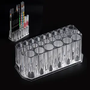 Makeup Brush Holder 26 Holes Acrylic Eyeliner Lip Liner Organizer Beauty Pencil Cosmetic Display Stand Clear Cosmetic Nail Art Brushes Storage