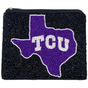 (Licensed) TCU Beaded Coin Pouch
