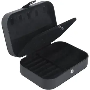 2-Layer Travel Jewelry Box - PU Leather Mini Organizer for Earrings, Rings, Necklaces All Black 2-Layer Travel Jewelry Box - PU Leather Mini Organizer for Earrings, Rings, Necklaces All Black