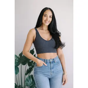 Bra Tank-Zenana (Seamless Washed Ribbed)