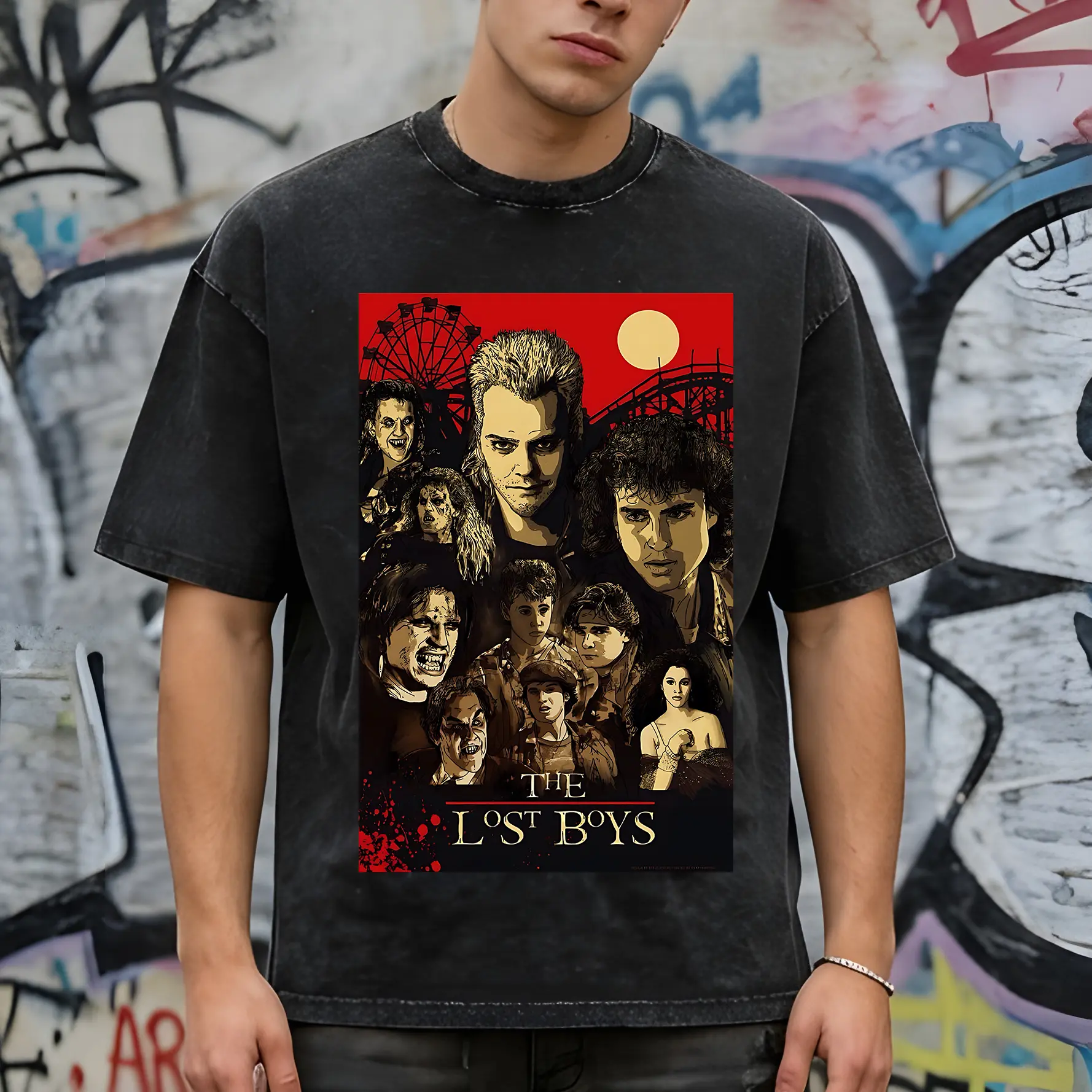 The Lost Boys Graphic Tee Vintage Vampire Movie Shirt 100% Cotton Retro Goth Oversized Streetwear T-Shirt Casual Unisex Top