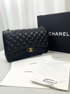 Pre-owned CHANEL LAMBSKIN Shoulder Bags black golden CF jumbo XMAX DEAL