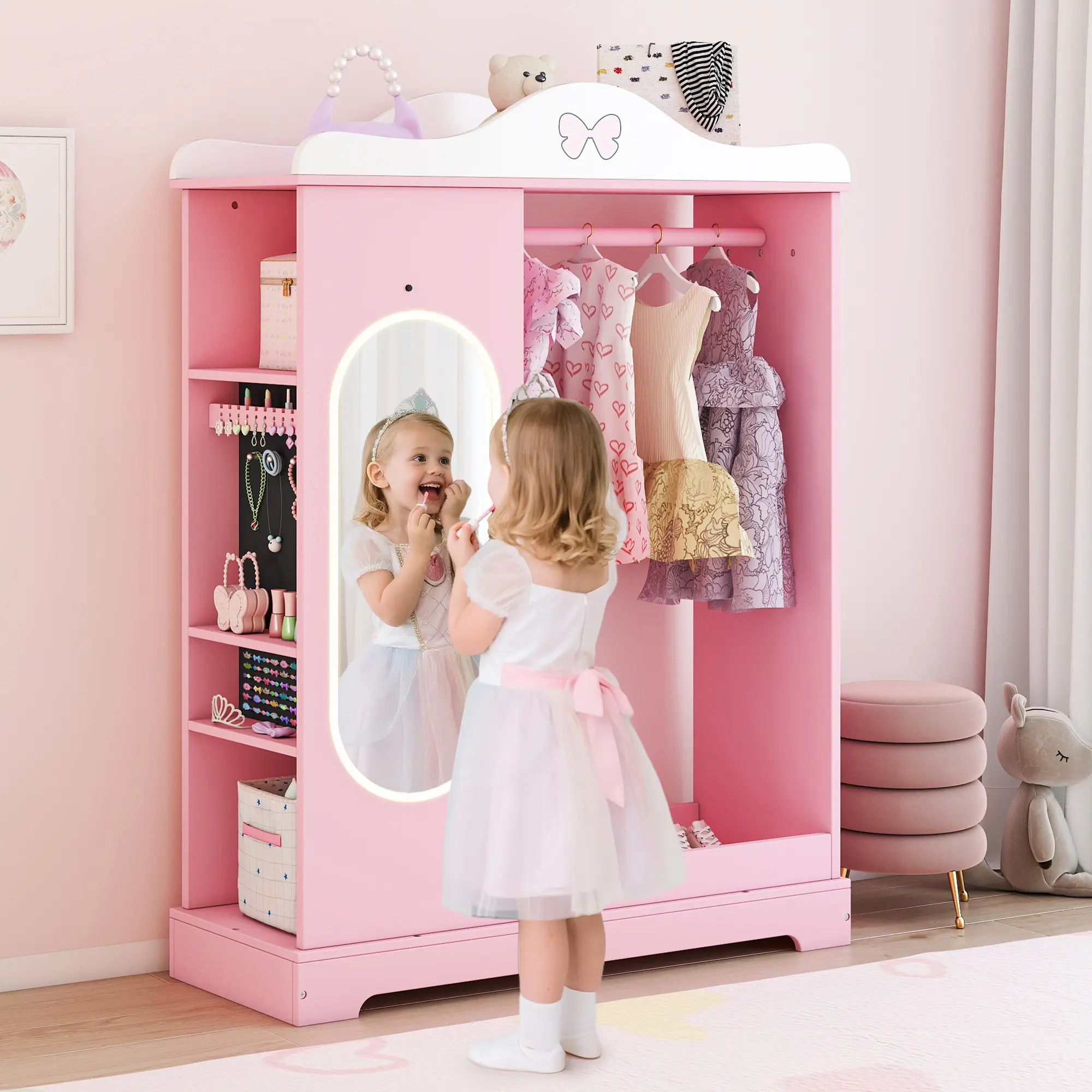 Topwin Multifunctional Girl’s Storage Cabinet with LED Mirror, Jewelry & Clothes Organizer – Safe & Stylish Topwin Multifunctional Girl’s Storage Cabinet with LED Mirror, Jewelry & Clothes Organizer – Safe & Stylish