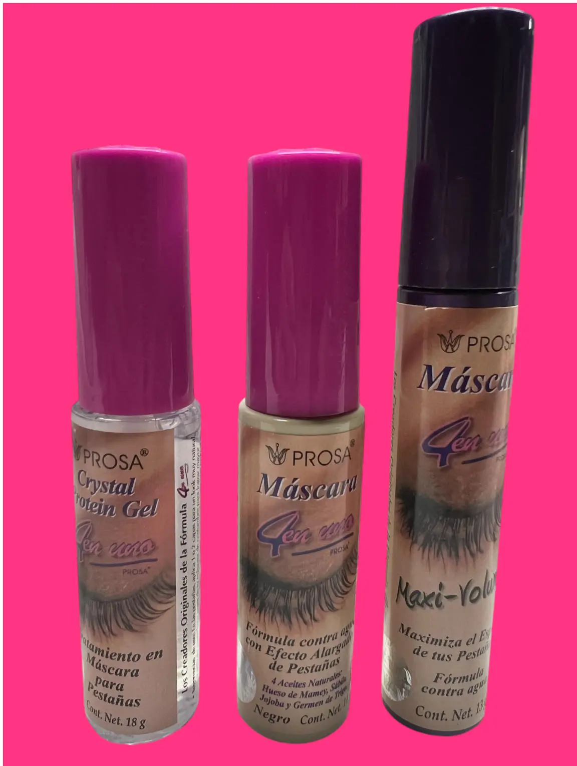 TRIO PROSA MASCARA 4 IN 1 GEL AND BLACK VOLUMEN AND LONGER LASHES  MASCARA Aloe Jojoba Makeup Nourishing Cosmetic