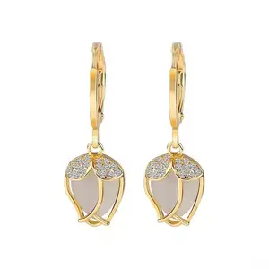 Non-Natural Crystal Luxury Vintage Opal Sunflower Earrings - Versatile, Sparkling Design for Casual & Formal Outfits