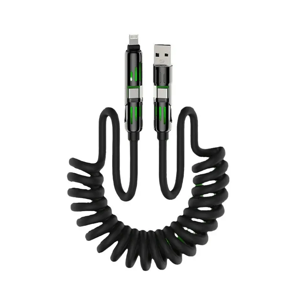 4-in-1 Multi USB Charging Cable with USB A,Type C,Lightning-MAX65W Fast Charging & Data Sync for iPhone16/15,iPad Pro,fast charge usb cable 4-in-1 fast Breathing Light -max 1 usb-c data 4 1 charging cable led