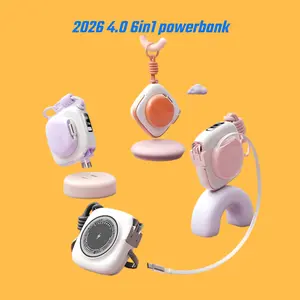 6-in-1 Charger+Magnetic Power Bank [10000 mAh] No Longer Need to Carry Charging Cables Fast charging Suitable for Android and iPhone 15/iPhone16/iPhone 17/MacBook