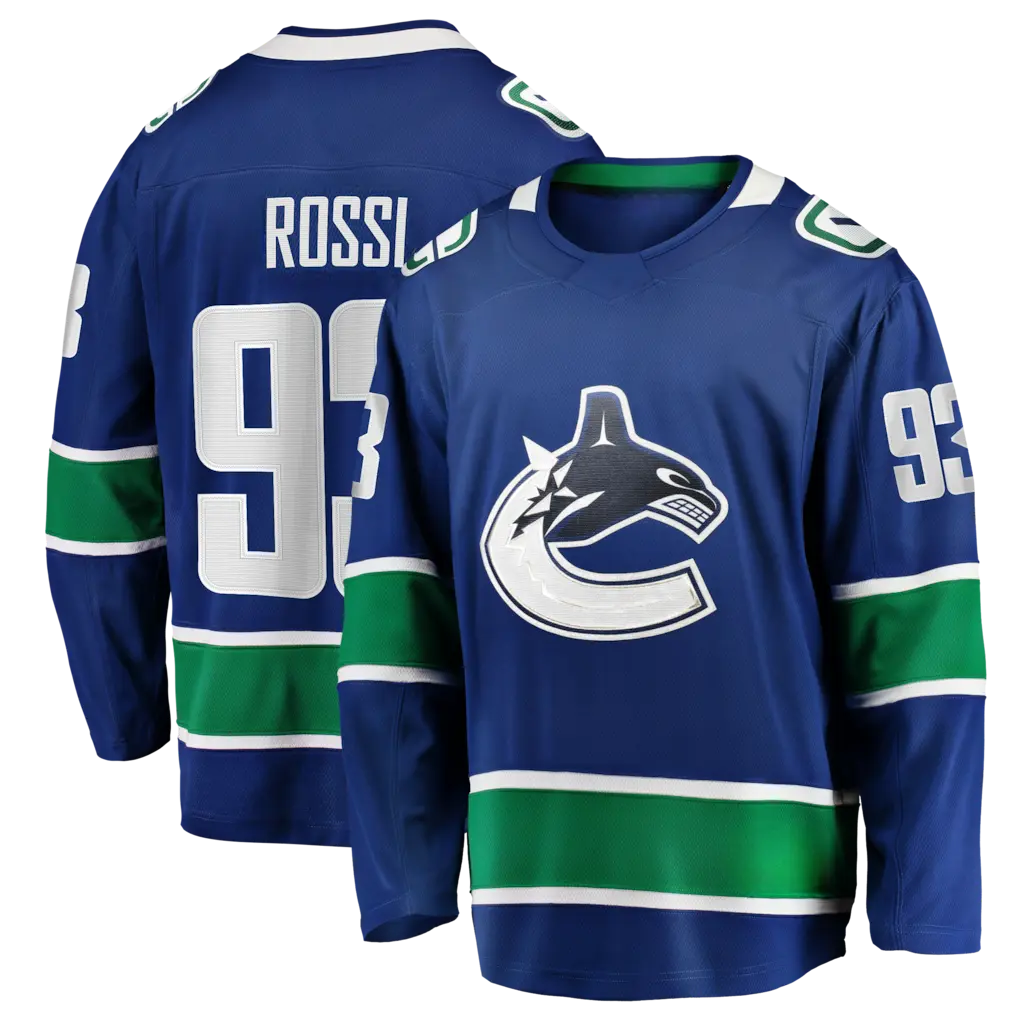 Retro Blue Ice Hockey Jersey Long Sleeve Streetwear Graphic Print Ocean Orca Crest Casual Sports Number 93 Green Accent V-Neck Oversized Sweater Men Women Activewear Unisex Breathable Game Day Uniform