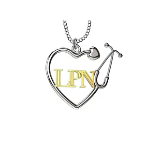 LPN "Licensed Practical Nurse" Heart Shaped Stethoscope Necklace