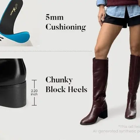 Athlefit Women's Knee High Boots - Chunky Block Heel, Square Toe, Side Zipper, Rubber&Leather Footwear Fashion, Comfortable Heels, All Seasons Walking Everyday Shoes (Back to School)