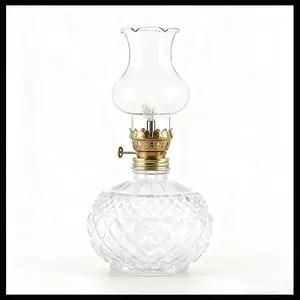Vintage Style Oil Lamp with Glass Candle Holder, Crystal Decorative Lamp for Weddings, Housewarming, and Home Decor, Vintage Candle Stand, Interior Decoration Accessories