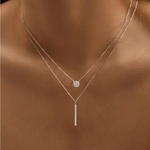 Women's Elegant Y-Shape Layered Design Necklace, Shiny Finish Multi-Part Necklaces for Women, Daily & Party Wear Fashion Jewelry Accessories