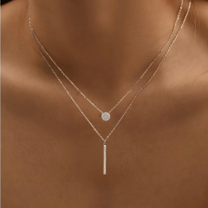 Women's Elegant Y-Shape Layered Design Necklace, Shiny Finish Multi-Part Necklaces for Women, Daily & Party Wear Fashion Jewelry Accessories