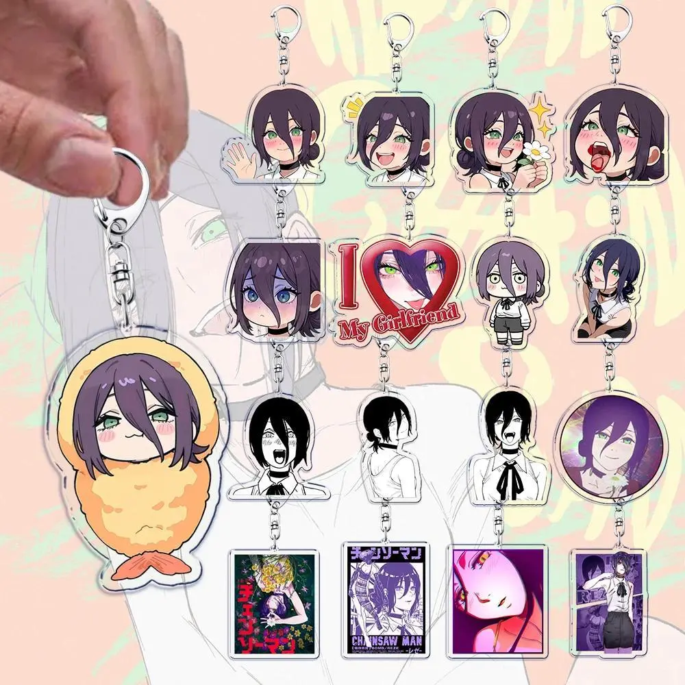 Scratch-Resistant Durable Acrylic Glass-ABS Anime Reze Chibi Cute Keychain, Kawaii Devil Manga Bag Accessory, Key Charms for Anime Collectors