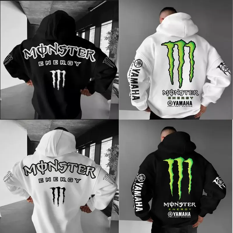 [Hoodie] Collection Y2K Black White Multicolor Monster Energy Claw Streetwear Racing Crossover Hoodie, Drift & Motorsport Lifestyle, Unisex Casual Pullover, Fullsize S-5XL, Hip Hop