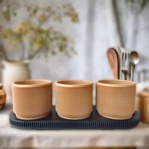 Modern Minimalist Striped Planter Set (3)