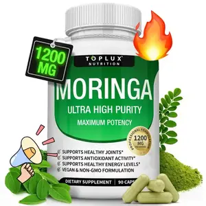 （Flash Sale 1 bottles）Toplux Nutrition Moringa Capsules 1200mg, Pure Organic Moringa Leaf Powder Supplement, Supports Immune System & Digestive Gut Health, Non-GMO, 90 Vegetarian Capsules Dietary Edible Fitness Natural Vitamins