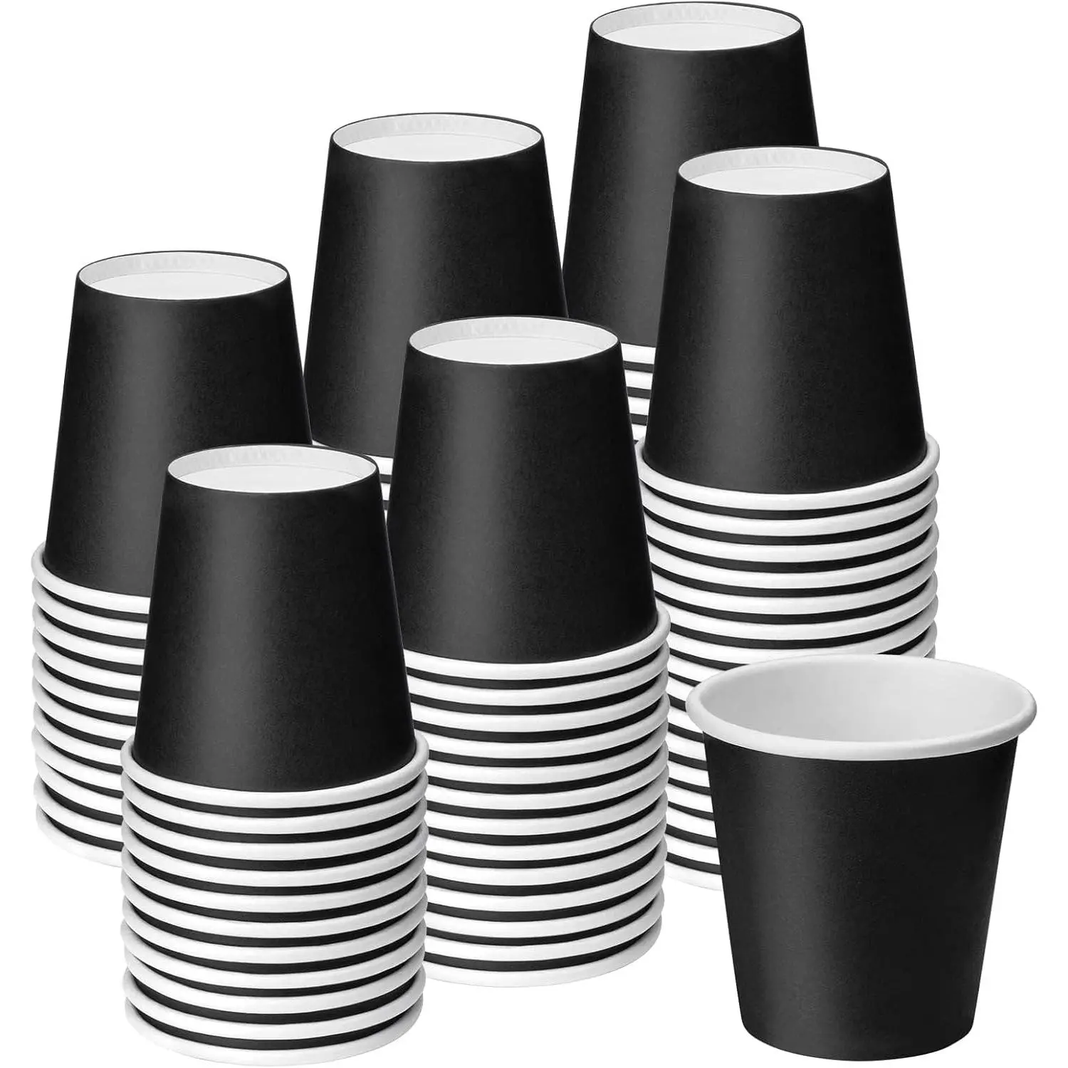 100 Pack 3 oz Disposable Paper Cups, Black Bathroom Cups, Disposable Mouthwash Cups, Small Paper Cups for Bathroom Travel Picnics