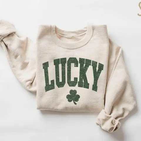 Women's Lucky Sweatshirt, Cute Shamrock Shirt, Happy St Patricks Day Shirt, St Pattys Day Outfit, Lucky Outfit
