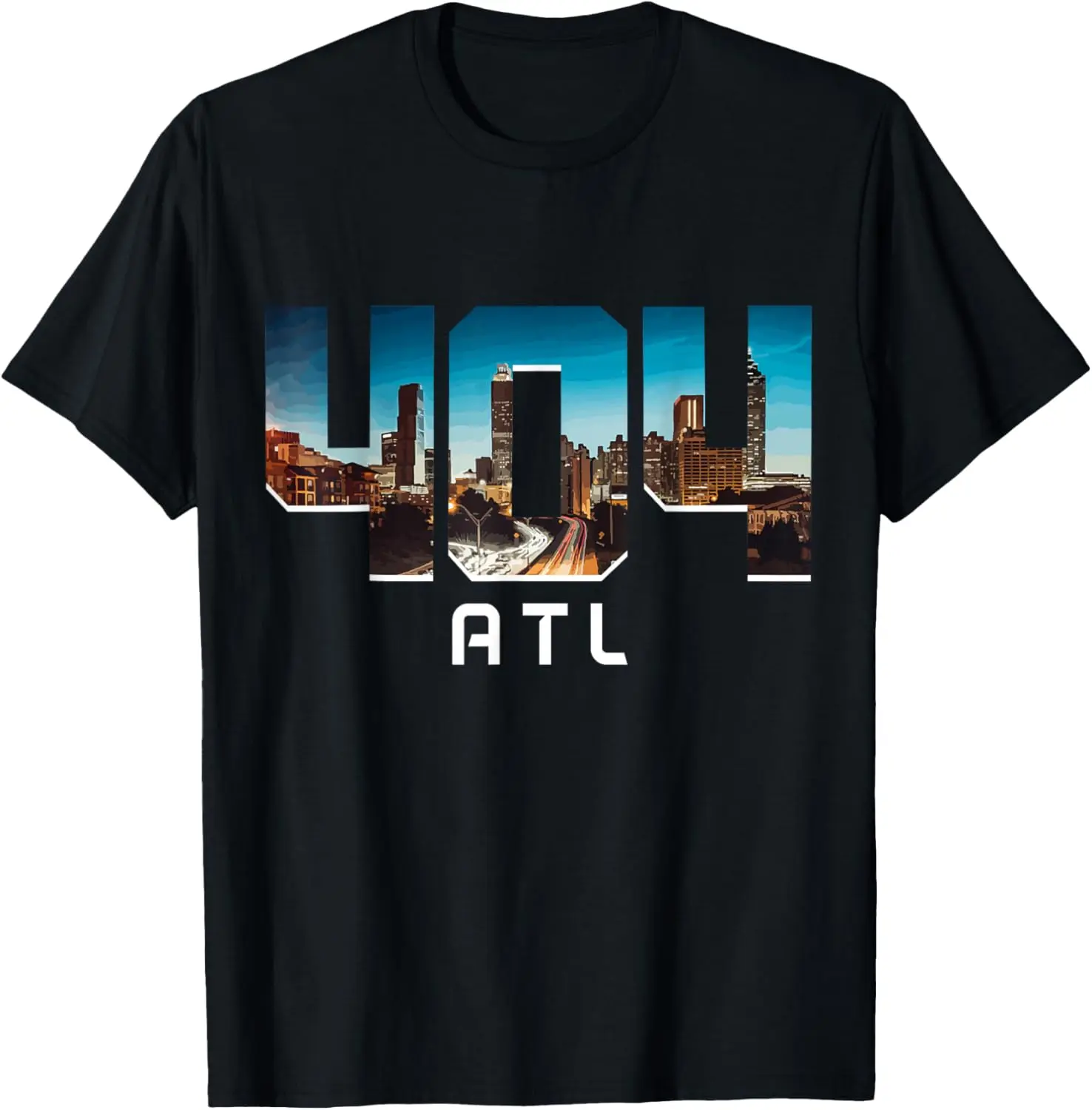 Women's 100% Cotton Vintage Graphic T-Shirt - Casual Shortsleeve Everyday Streetwear Top with Atlanta 404 Skyline Georgia Pride Clothes