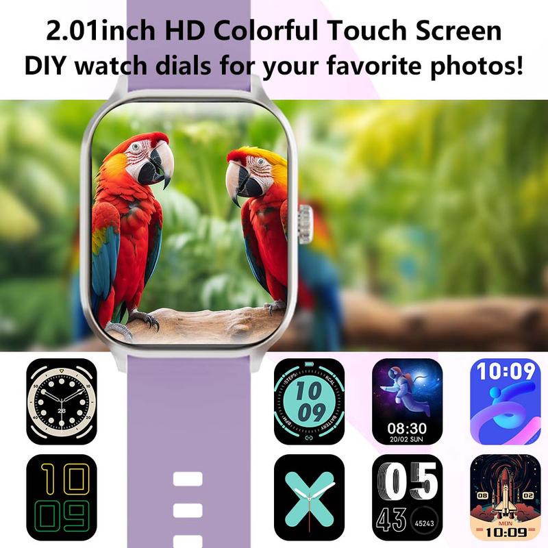 2.01 Inch Full Touch Screen Smart Watch with Text Reminder and Call Answer, IP68 Waterproof, for Android/iPhone, Fitness Tracking Watch, 100+ Sports Modes Smartwatch for Men and Women Gift