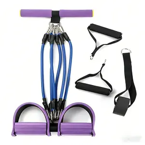 Upgrade 6-Tube Heavy-Duty Elastic Pull Cord Kit with Handles & Foot Pedal Durable Multi-Purpose Stretching Tool for Indoor Home Use Portable & Space-Saving All-in-One Home Fitness Set, Home Gym, Foldable outdoorfun