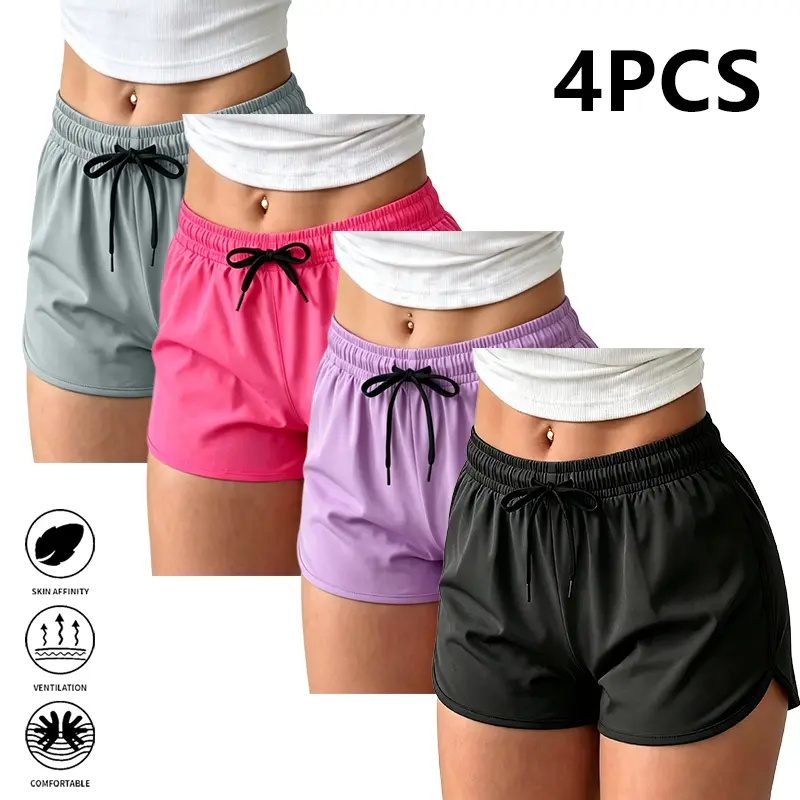 LIFE KEEPS MOVING Women’s Summer Quick-Dry Casual Athletic Shorts – Elastic waistband and adjustable drawstring, lightweight, breathable yoga shorts/beach shorts for training and everyday wear