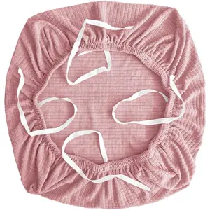 Stretchable Office Chair Seat Cover, Elastic Chair Slipcover with Tie Straps, Dining Chair Slipcover Machine Washable, Fits Seat Size 17.7"-21.7" (Pink)