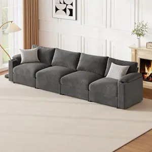 Modular Sectional Sofa for Living Room, Velvet Couch with Chaise, Convertible Sleeper Sofa with Washable Cover & Cup Holder